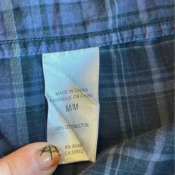 Theory Men’s Zac PS Aviston Plaid Button Down Shirt Medium Blue Black Office - Picture 5 of 9